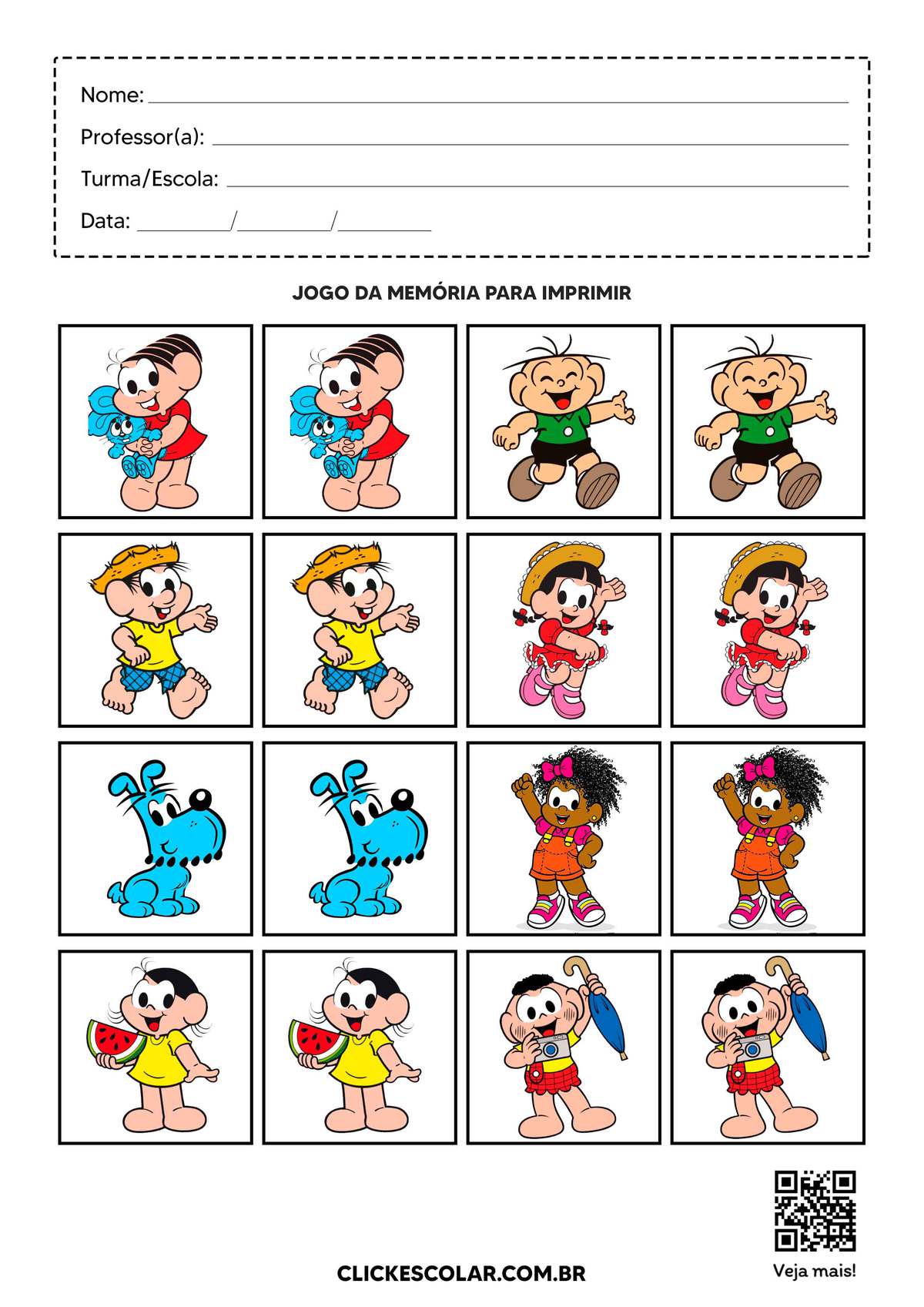 Jogo da Memória para Imprimir: 18 Modelos para Divertir as Crianças